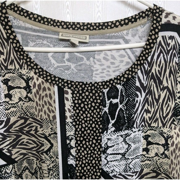 NWT Dana Buchman Top Women Medium Animal Prints 3/4 Sleeves Boatneck M NEW - Picture 5 of 10